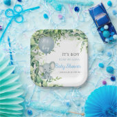 男の子だ!可愛い小さな象のベビー(風船あり) ペーパープレート (パーティー)