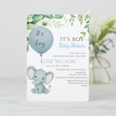 男の子だ！可愛い小さな象のベビー（風船あり） 招待状 (スタンド正面)
