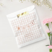 男の子だ！可愛い茶色のギンガムノート赤ちゃんシャワー フェイバーバッグ (封をした状態)