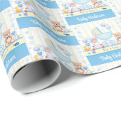 男の子だ！姓または名を追加かわいいテディ ラッピングペーパー (ロールコーナー)