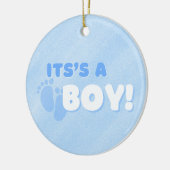 男の子だ！性別リビールステッカー セラミックオーナメント (左)