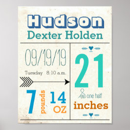 男の子だ！新生児統計かわいい矢印 ポスター