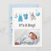 男の子だ！新生児 – 青いカスタム写真はがき シーズンポストカード (正面/裏面)