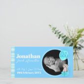 「男の子だ」生まれたばかりのベビー告知カード 案内状 (スタンド正面)