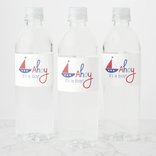 男の子だ！船舶の赤ちゃんシャワー水ラベル ペットボトルラベル (ボトル)