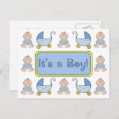 「男の子だ！」 誕生発表 案内ポストカード (正面/裏面)