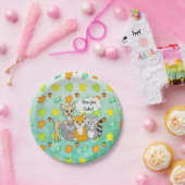 男の子だ！赤ちゃんシャワーフォレスト動物（テクスチャ） ペーパープレート (パーティー)