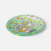 男の子だ！赤ちゃんシャワーフォレスト動物（テクスチャ） ペーパープレート (アングル)