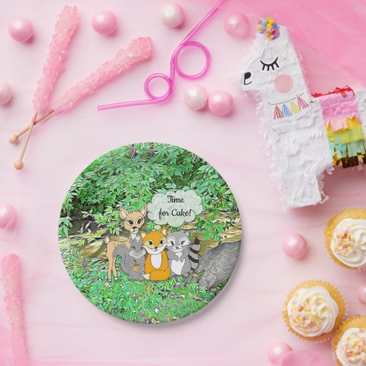 男の子だ!赤ちゃんシャワー森林動物のテーマ ペーパープレート (パーティー)
