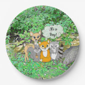 男の子だ!赤ちゃんシャワー森林動物のテーマ ペーパープレート (正面)