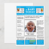 男の子だ! 赤ちゃん新聞 ベビーお知らせ 招待状 (正面/裏面)