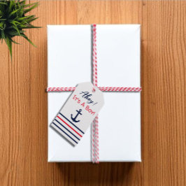 男の子だ！赤航海のちゃんシャワー ギフトタグ