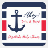 男の子だ！赤航海のちゃんシャワー スクエアシール (正面)