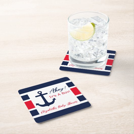 男の子だ！赤航海のちゃんシャワー スクエアペーパーコースター (インサイチュ)