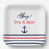 男の子だ！赤航海のちゃんシャワー ペーパープレート (正面)