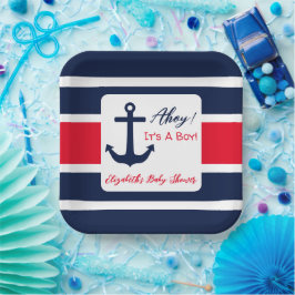 男の子だ！赤航海のちゃんシャワー ペーパープレート