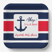 男の子だ！赤航海のちゃんシャワー ペーパープレート (正面)