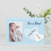 男の子だ!青いハートの誕生発表 案内状 (スタンド正面)