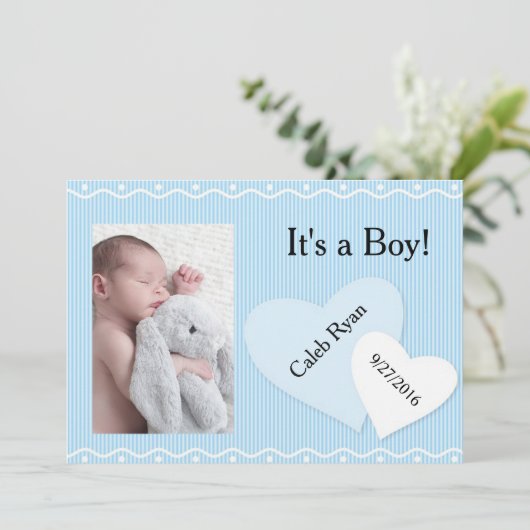 男の子だ!青いハートの誕生発表 案内状 (スタンド正面)