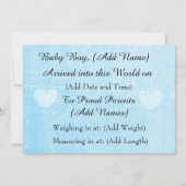 男の子だ!青いハートの誕生発表 案内状 (裏面)