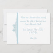 男の子だ!青い写真の誕生のお知らせ 案内状 (裏面)