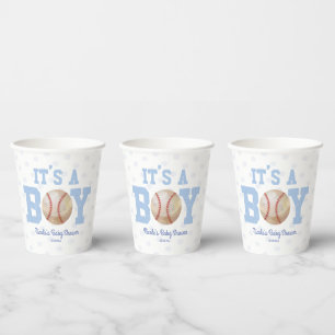 男の子だ！青い野球のベビーシャワー 紙コップ