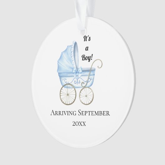 男の子だ!青ベビー妊娠の発表 オーナメント (正面)