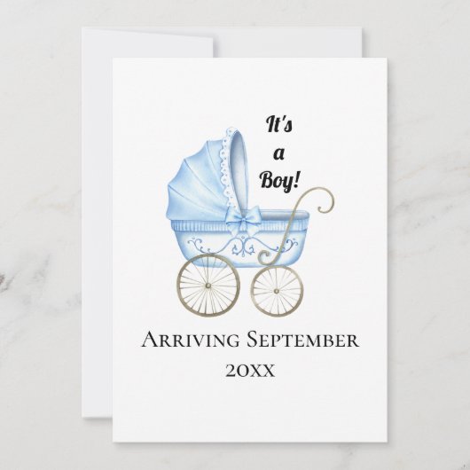 男の子だ!青ベビー妊娠の発表 案内状 (正面)