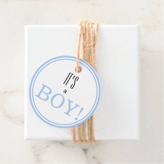 男の子だ！青モダンベビー発表 フェイバータグ (インサイチュ)