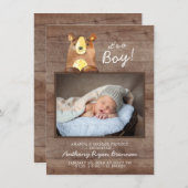 男の子だ！Bear BoysBaby写真誕生のお知らせ 案内状 (正面/裏面)