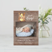 男の子だ！Bear BoysBaby写真誕生のお知らせ 案内状 (スタンド正面)