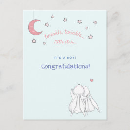 男の子です！おめでとう - かわいいウサギ ポストカード