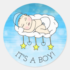 男の子です！ベビーシャワーや出生発表 ラウンドシール