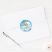 男の子です！ベビーシャワー・出産報告 ラウンドシール (封筒)