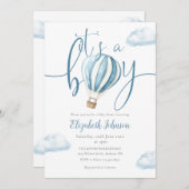 男の子です!ホットエアバルーン一体型ベビーシャワー 招待状 (正面/裏面)