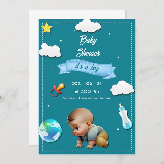 男の子です! 招待状 (正面/裏面)