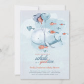 男の子です！ 赤ちゃんの性別発表シャワー クジラ シーライフ 招待状 (正面)