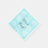 男の子でベビーの足跡ブルーベビーシャワー スタンダードカクテルナプキン (角)