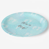 男の子でベビーの足跡ブルーベビーシャワー ペーパープレート (アングル)