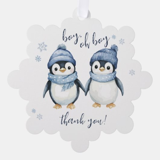 男の子で冬の赤ちゃんシャワー オーナメントカード (正面)