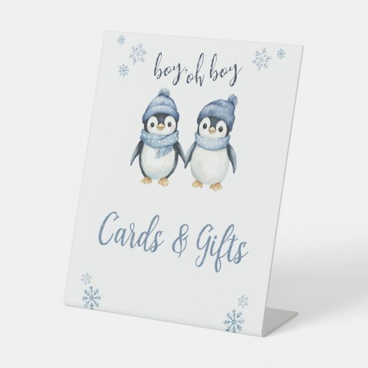 男の子で冬の赤ちゃんシャワー 台座サイン (正面)