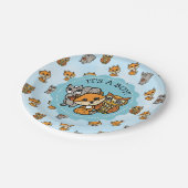 男の子で小さなキツネの男の子のシャワー ペーパープレート (アングル)