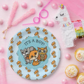 男の子で小さなキツネの男の子のシャワー ペーパープレート (パーティー)