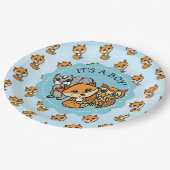 男の子で小さなキツネの男の子のシャワー ペーパープレート (アングル)