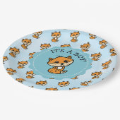 男の子で小さなキツネの男の子のシャワー ペーパープレート (アングル)