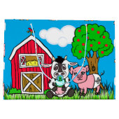 男の子で赤ちゃんシャワーの動物をテーマにした ラージペーパーバッグ (裏面)