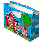 男の子で赤ちゃんシャワーの動物をテーマにした ラージペーパーバッグ (裏面アングル)