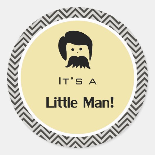 男の子で、小さな男の黄色いシェブロンのステッカーだ。 ラウンドシール (正面)