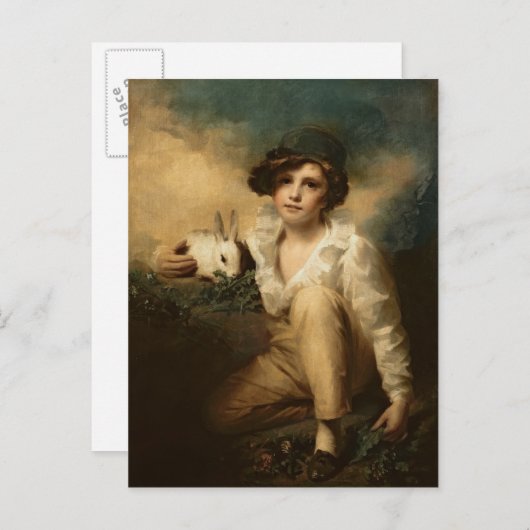 男の子とウサギ， c.1814 ポストカード (正面/裏面)