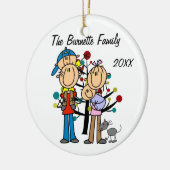 男の子とカップル,男の赤ちゃん,猫のカスタムオーナメント セラミックオーナメント (左)